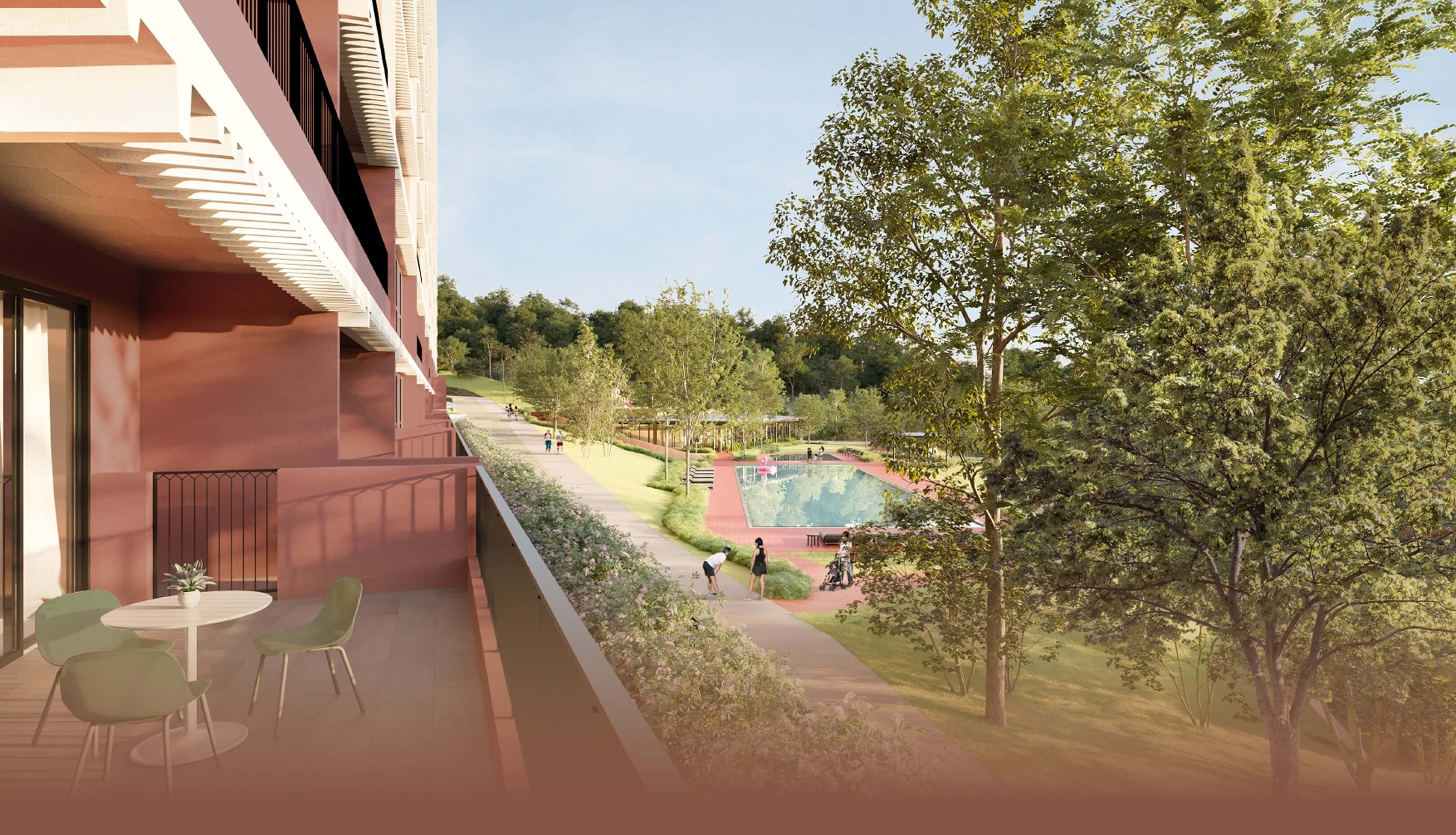 Residential balcony view towards the facilities deck at DaMai Melawati