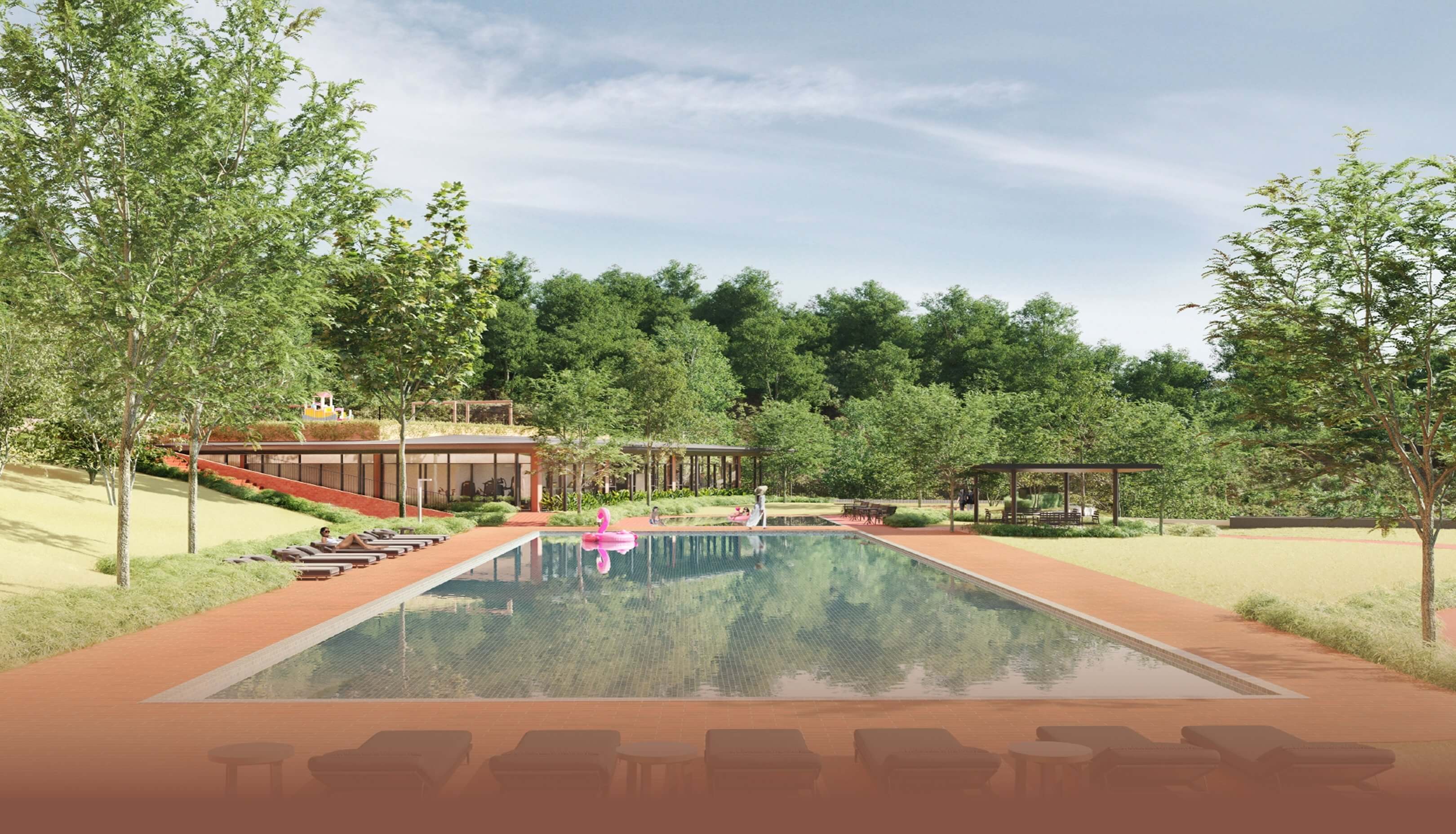 Lap pool and landscaped leisure deck at DaMai Melawati